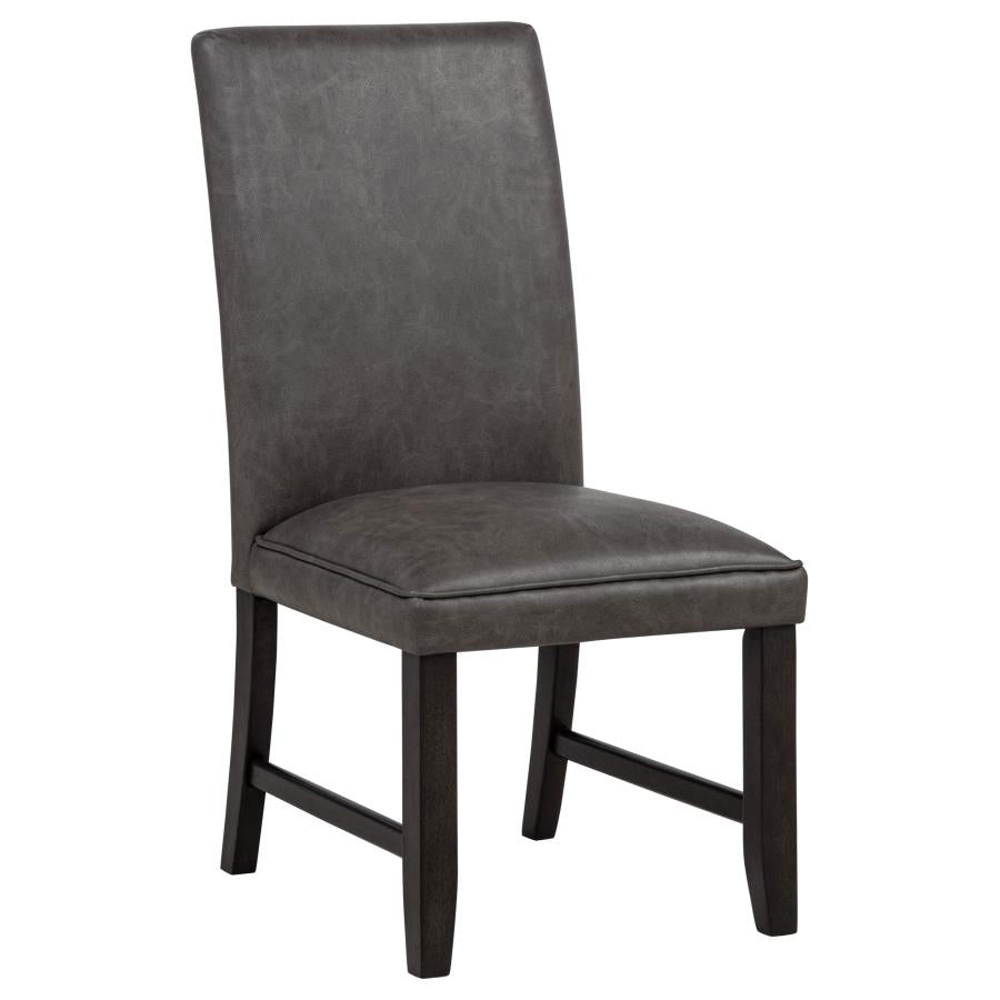 Home & Sleep Outlet - Averill Faux Leather Upholstered Dining Side Chair Dark Grey (Set of 2)