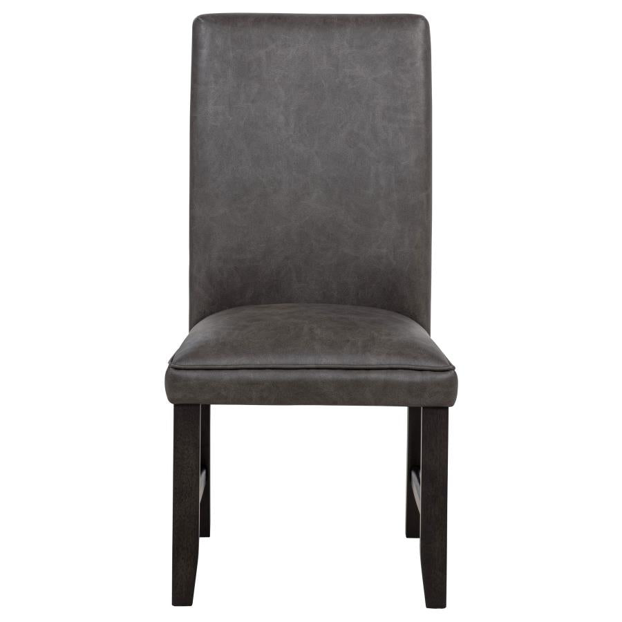 Home & Sleep Outlet - Averill Faux Leather Upholstered Dining Side Chair Dark Grey (Set of 2)