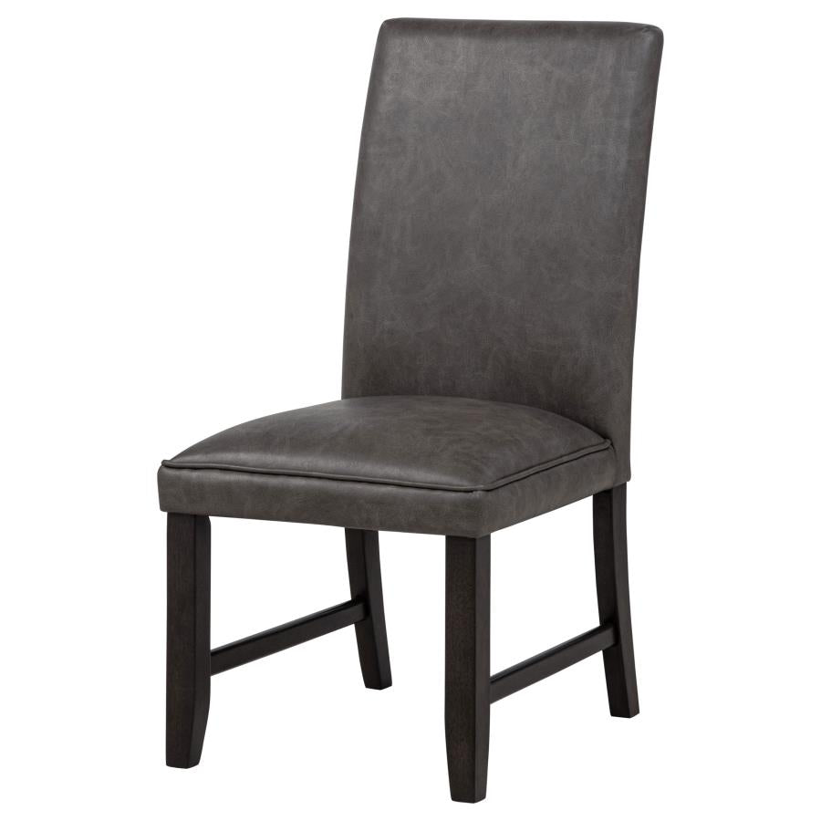 Home & Sleep Outlet - Averill Faux Leather Upholstered Dining Side Chair Dark Grey (Set of 2)