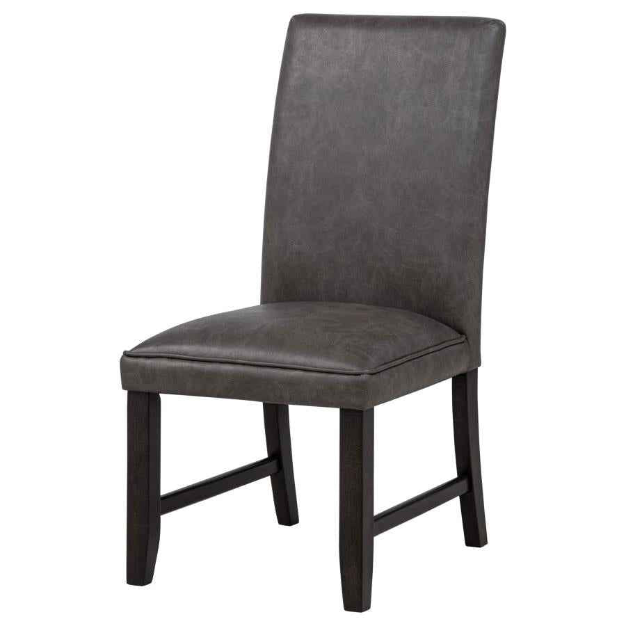 Averill Faux Leatherette Upholstered Dining Side Chair Dark Grey (Set of 2)