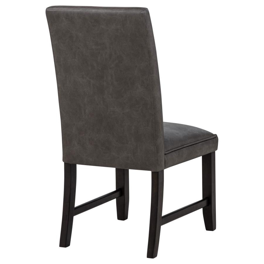 Home & Sleep Outlet - Averill Faux Leather Upholstered Dining Side Chair Dark Grey (Set of 2)