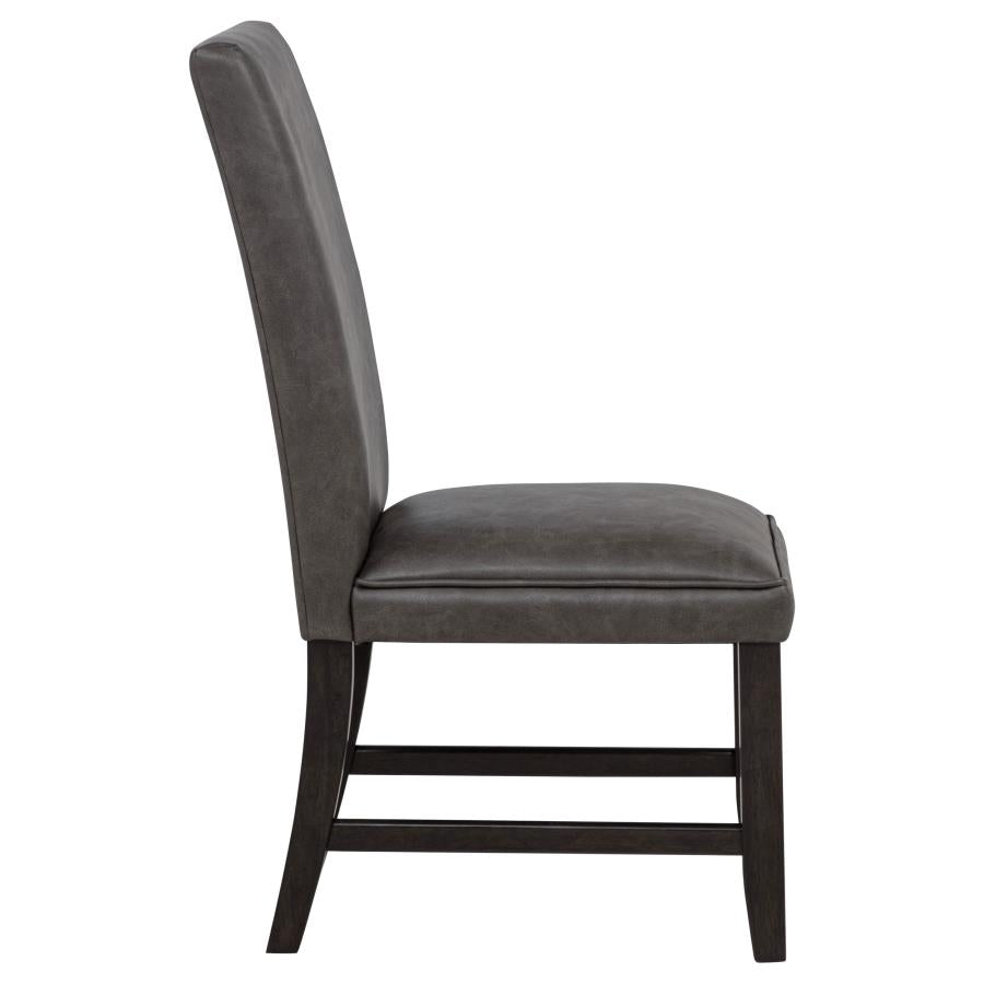 Home & Sleep Outlet - Averill Faux Leather Upholstered Dining Side Chair Dark Grey (Set of 2)
