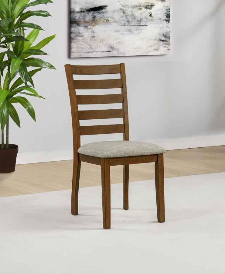 Atwood Wood Dining Side Chair Upholstered Seat Warm Brown
