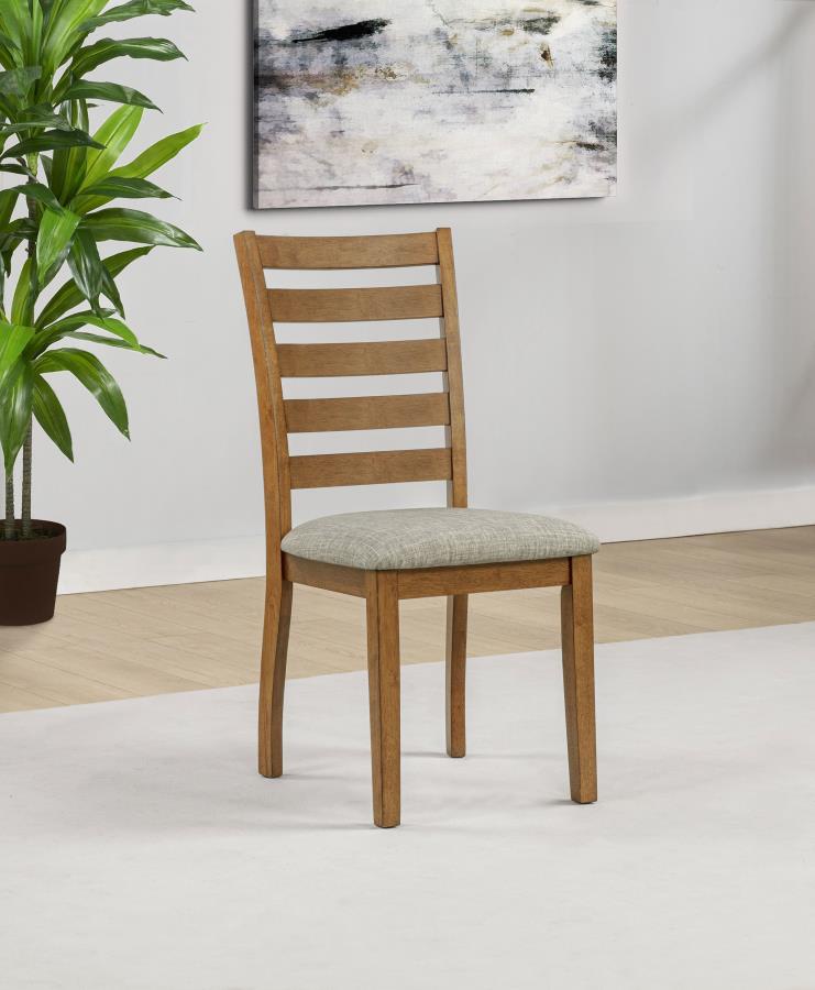 Home & Sleep Outlet - Atwood Wood Dining Side Chair Upholstered Seat Warm Brown