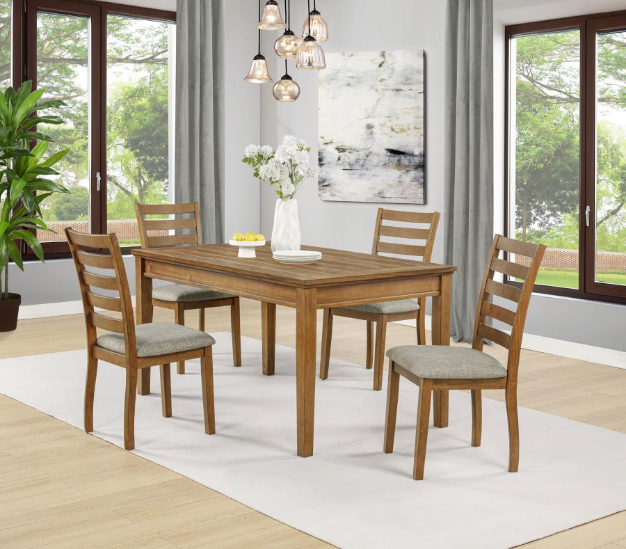 Home & Sleep Outlet - Atwood Wood Dining Side Chair Upholstered Seat Warm Brown