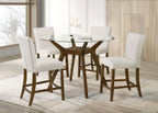 Home & Sleep Outlet - Paxton 5-piece Round Glass Top Counter Height Dining Set Beige