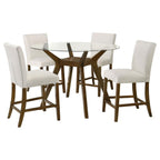 Home & Sleep Outlet - Paxton 5-piece Round Glass Top Counter Height Dining Set Beige