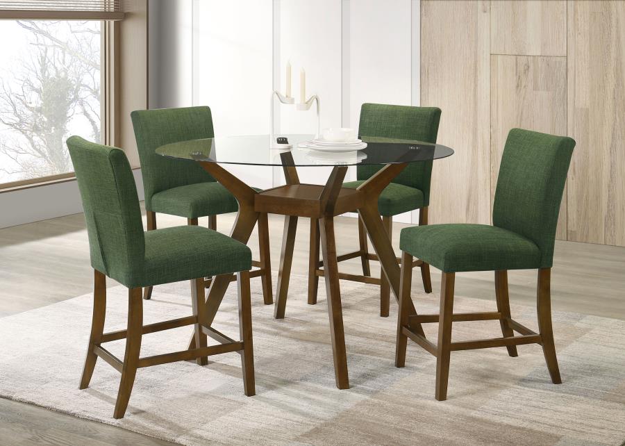 Home & Sleep Outlet - Paxton 5-piece Round Glass Top Counter Height Dining Set Green