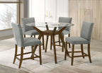 Home & Sleep Outlet - Paxton 5-piece Round Glass Top Counter Height Dining Set Grey