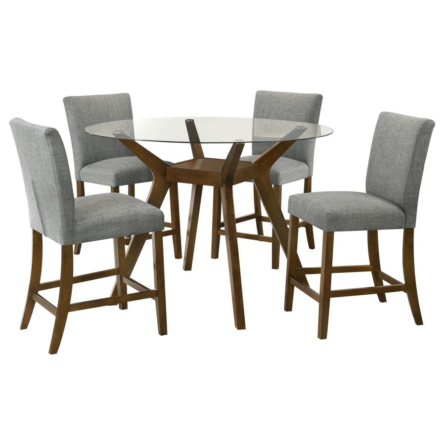 Home & Sleep Outlet - Paxton 5-piece Round Glass Top Counter Height Dining Set Grey
