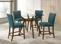 Home & Sleep Outlet - Paxton 5-piece Round Glass Top Counter Height Dining Set Teal Blue