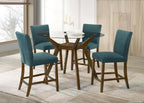 Home & Sleep Outlet - Paxton 5-piece Round Glass Top Counter Height Dining Set Teal Blue