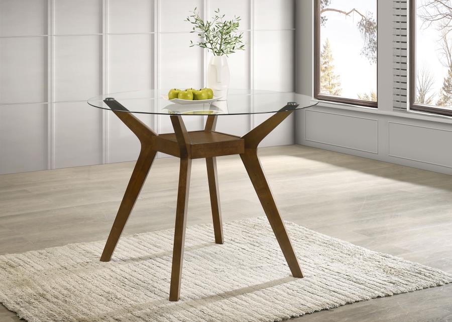 Home & Sleep Outlet - Paxton Round 48-inch Glass Top Counter Height Dining Table Brown