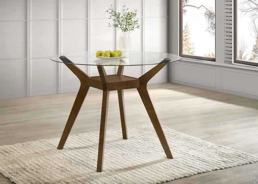 Paxton Round 48-inch Glass Top Counter Height Dining Table Brown