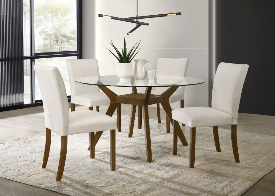 Paxton Round 48-inch Glass Top Wood Dining Table Brown