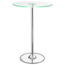 Thea Round 28-inch Glass Top LED Bistro Bar Table Chrome