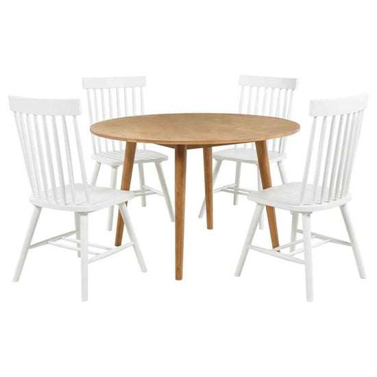 Andrews 5-piece Round Dining Table Set Light Ash and White