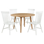 Home & Sleep Outlet - Andrews 5-piece Round Dining Table Set Light Ash and White