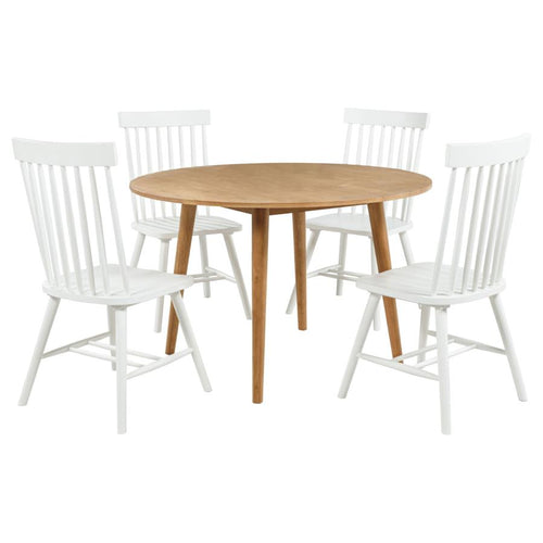 Home & Sleep Outlet - Andrews 5-piece Round Dining Table Set Light Ash and White