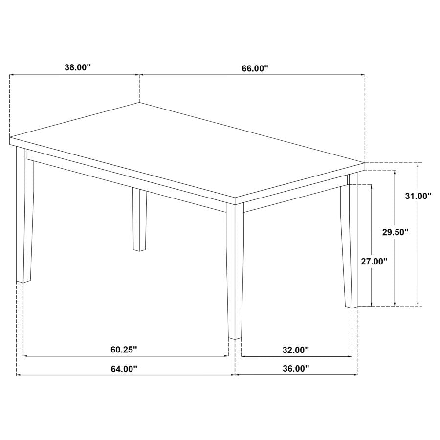 Home & Sleep Outlet - Andrews 66-inch Rectangular Dining Table Light Ash and White
