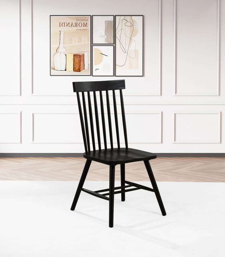 Home & Sleep Outlet - Andrews Windsor Spindle Back Dining Side Chair Black (Set of 2)