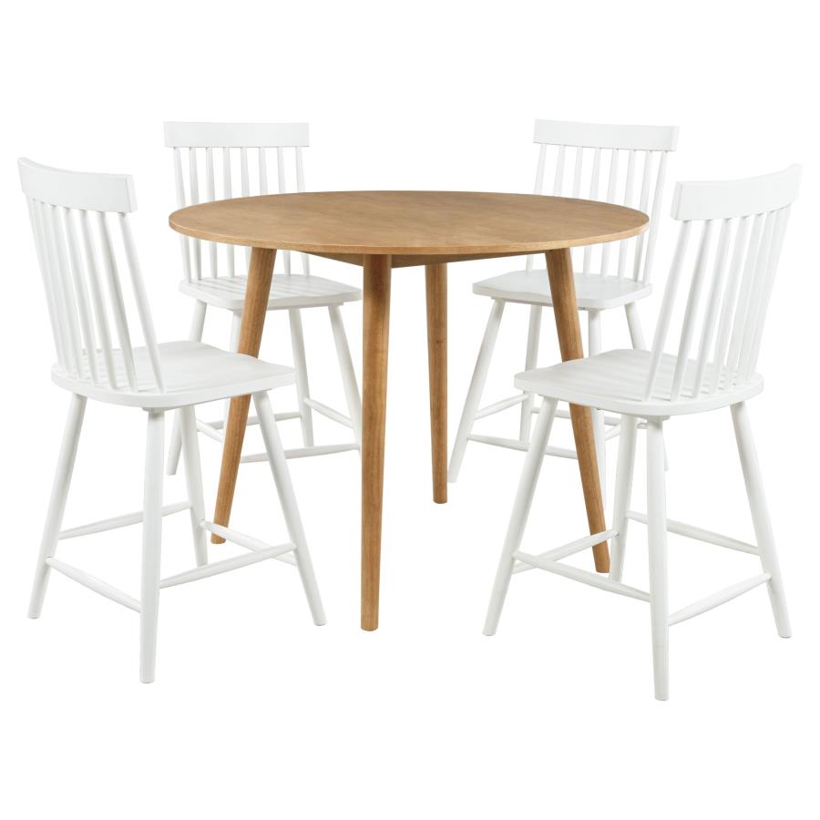 Home & Sleep Outlet - Andrews 5-piece Round Counter Dining Set Light Ash and White
