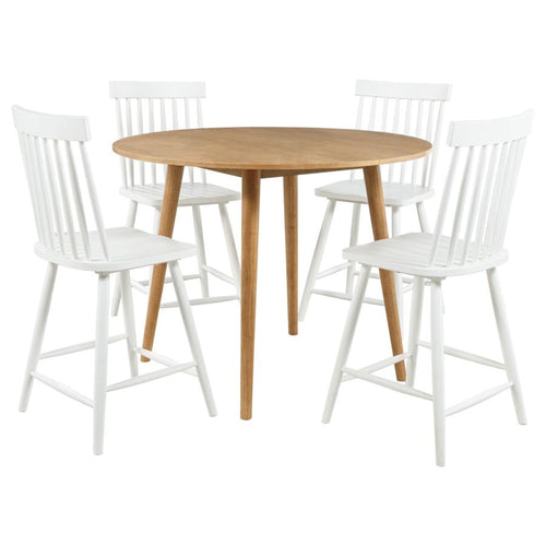 Home & Sleep Outlet - Andrews 5-piece Round Counter Dining Set Light Ash and White