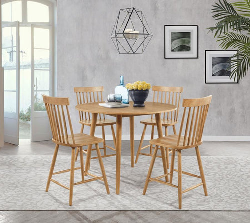 Home & Sleep Outlet - Andrews 5-piece Round Counter Height Dining Set Light Ash
