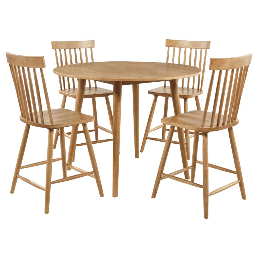 Home & Sleep Outlet - Andrews 5-piece Round Counter Height Dining Set Light Ash