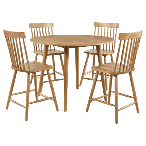 Home & Sleep Outlet - Andrews 5-piece Round Counter Height Dining Set Light Ash