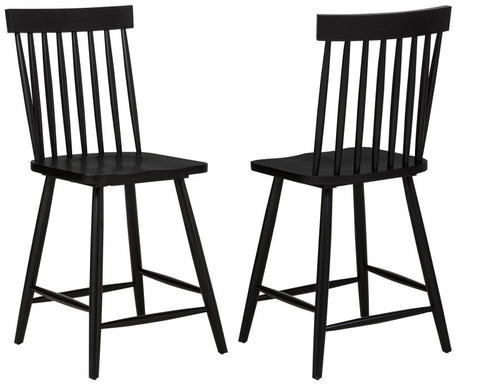 Home & Sleep Outlet - Andrews Windsor Counter Height Dining Side Chair Black (Set of 2)
