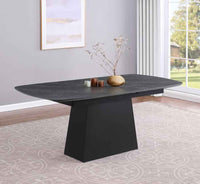 Potero 73-inch Faux Marble Extension Leaf Dining Table Black