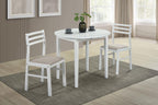 Home & Sleep Outlet - Bucknell 3-piece Round Drop Leaf Dining Table Set White