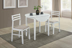 Home & Sleep Outlet - Bucknell 3-piece Round Drop Leaf Dining Table Set White