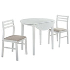Home & Sleep Outlet - Bucknell 3-piece Round Drop Leaf Dining Table Set White