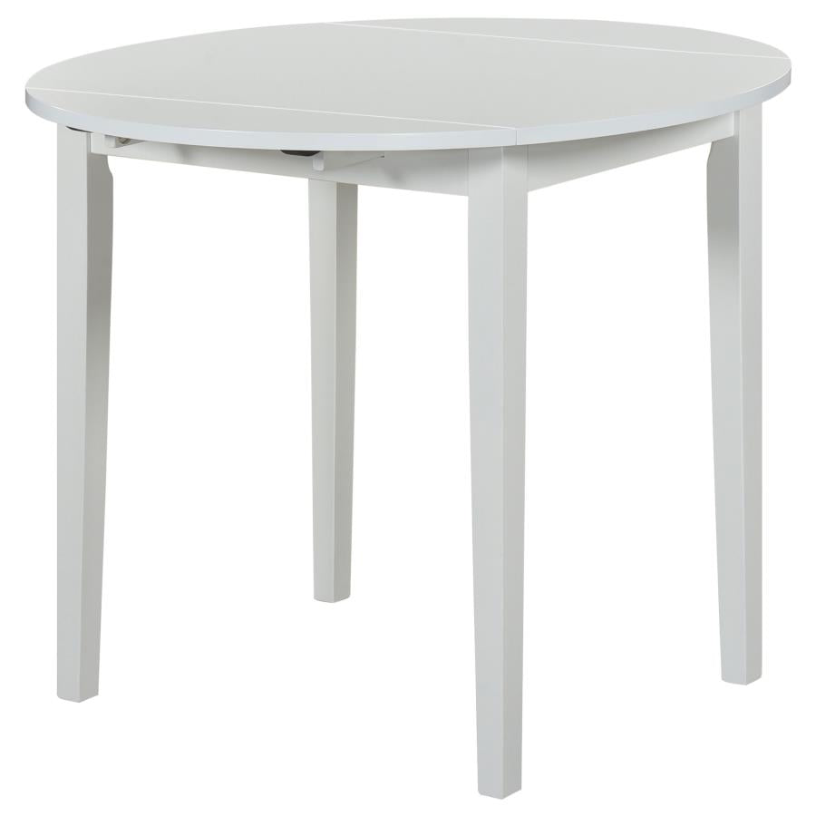 Home & Sleep Outlet - Bucknell 3-piece Round Drop Leaf Dining Table Set White