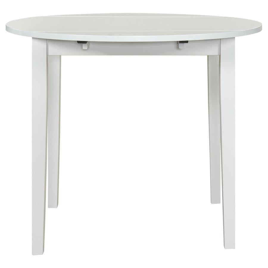 Home & Sleep Outlet - Bucknell 3-piece Round Drop Leaf Dining Table Set White