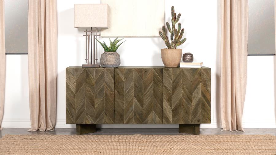 Home & Sleep Outlet - Tyler 3-door Solid Wood Sideboard Buffet Cabinet Mango Brown