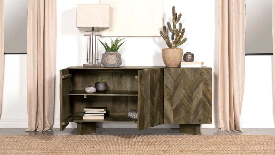 Home & Sleep Outlet - Tyler 3-door Solid Wood Sideboard Buffet Cabinet Mango Brown