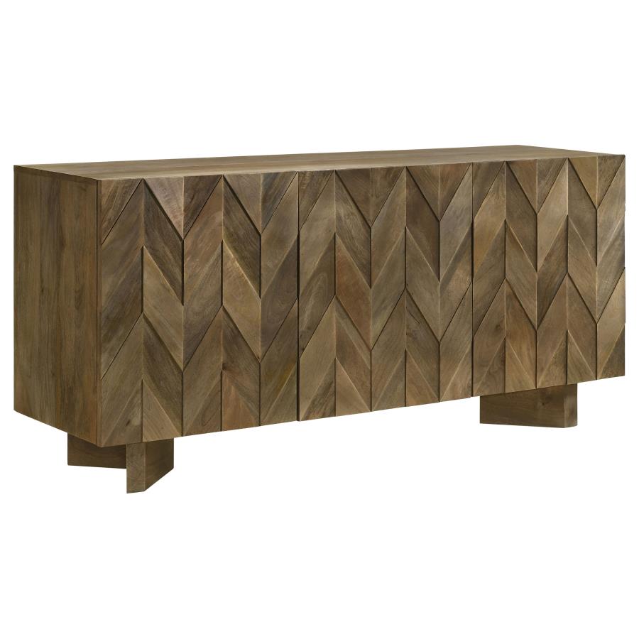 Home & Sleep Outlet - Tyler 3-door Solid Wood Sideboard Buffet Cabinet Mango Brown