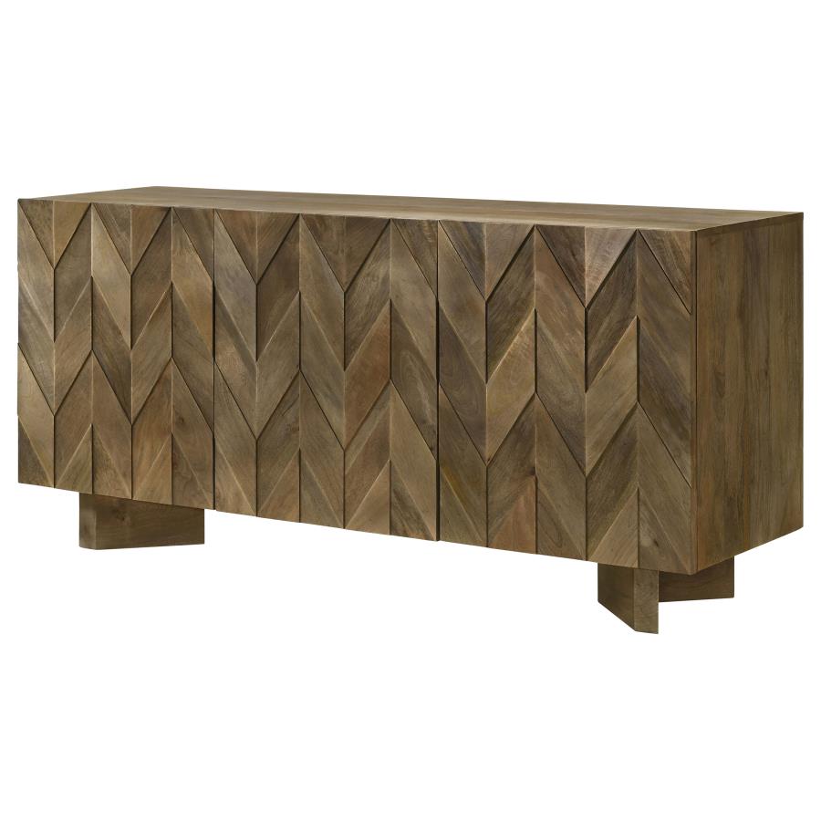 Home & Sleep Outlet - Tyler 3-door Solid Wood Sideboard Buffet Cabinet Mango Brown