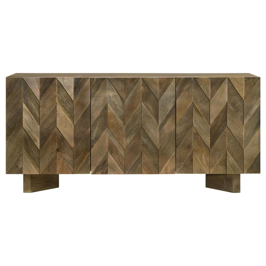 Home & Sleep Outlet - Tyler 3-door Solid Wood Sideboard Buffet Cabinet Mango Brown
