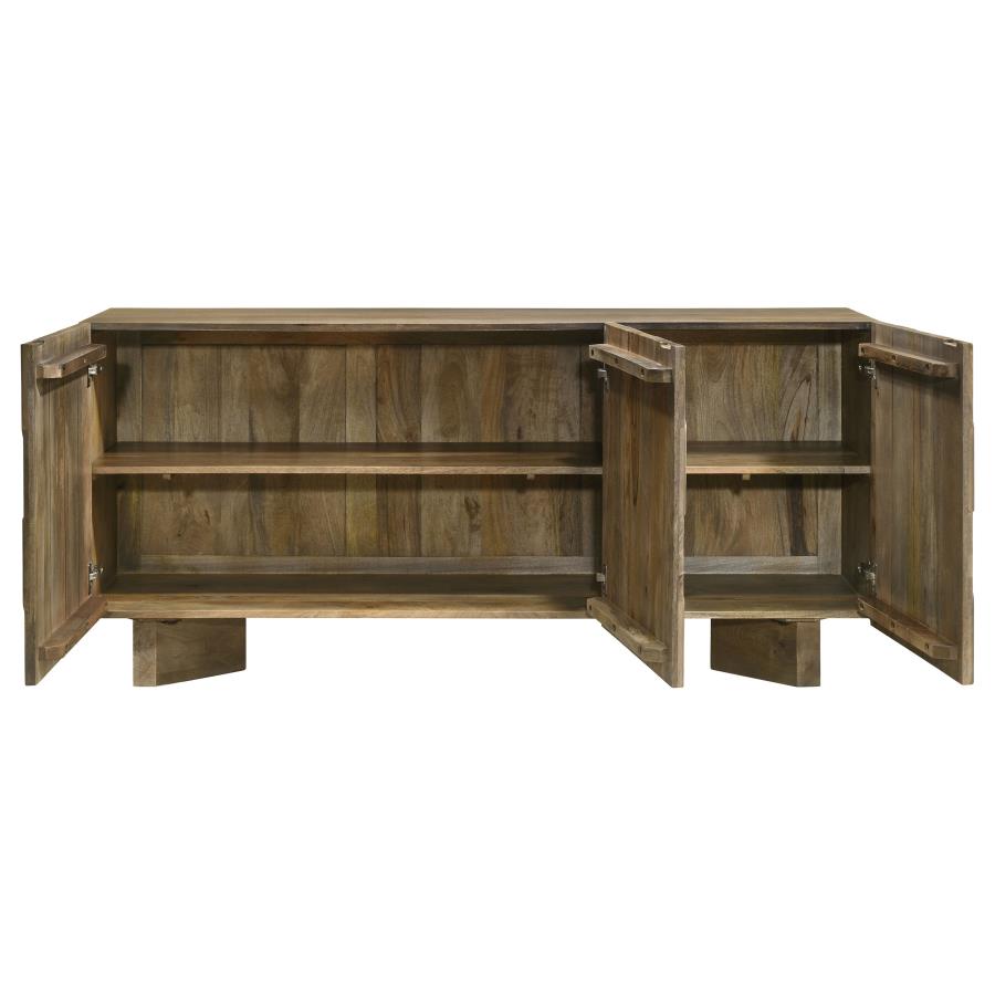Home & Sleep Outlet - Tyler 3-door Solid Wood Sideboard Buffet Cabinet Mango Brown