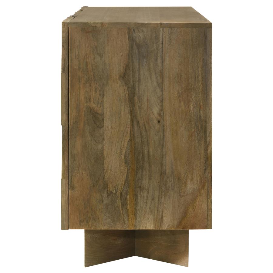 Home & Sleep Outlet - Tyler 3-door Solid Wood Sideboard Buffet Cabinet Mango Brown