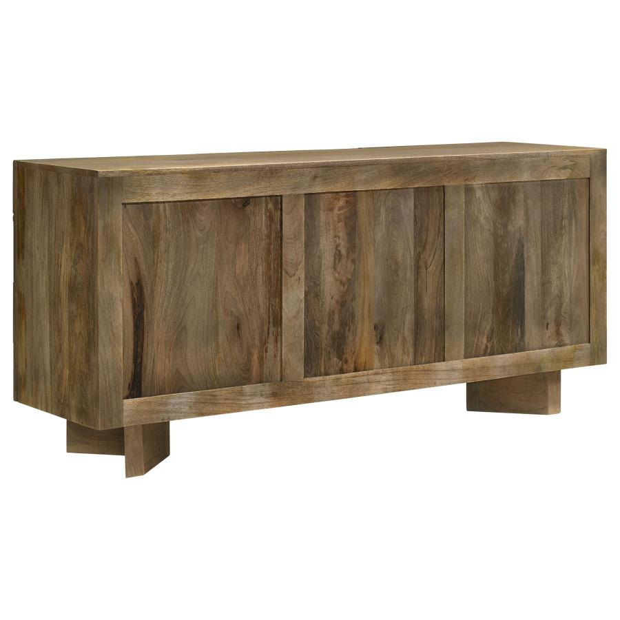 Home & Sleep Outlet - Tyler 3-door Solid Wood Sideboard Buffet Cabinet Mango Brown