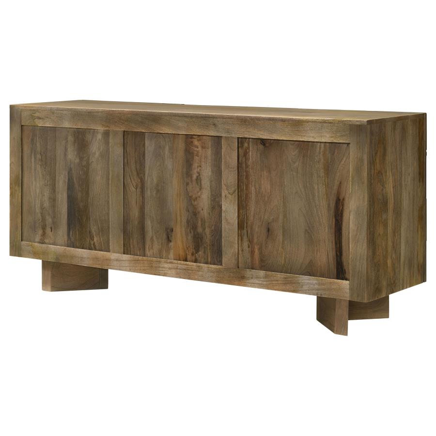 Home & Sleep Outlet - Tyler 3-door Solid Wood Sideboard Buffet Cabinet Mango Brown