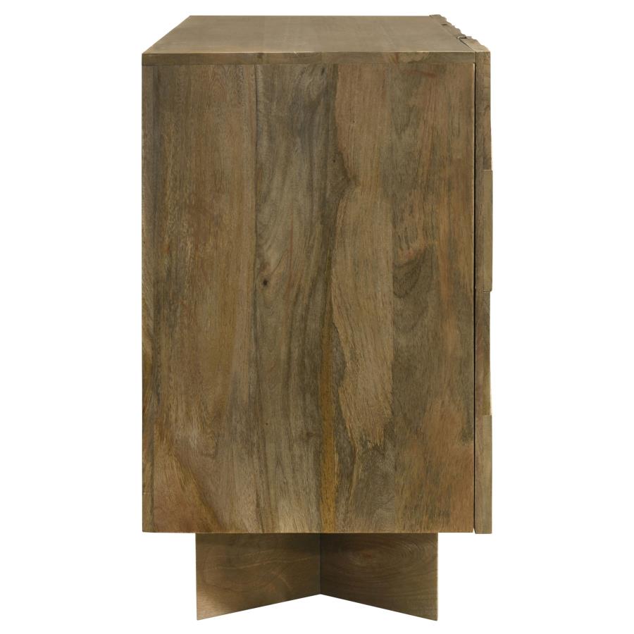 Home & Sleep Outlet - Tyler 3-door Solid Wood Sideboard Buffet Cabinet Mango Brown