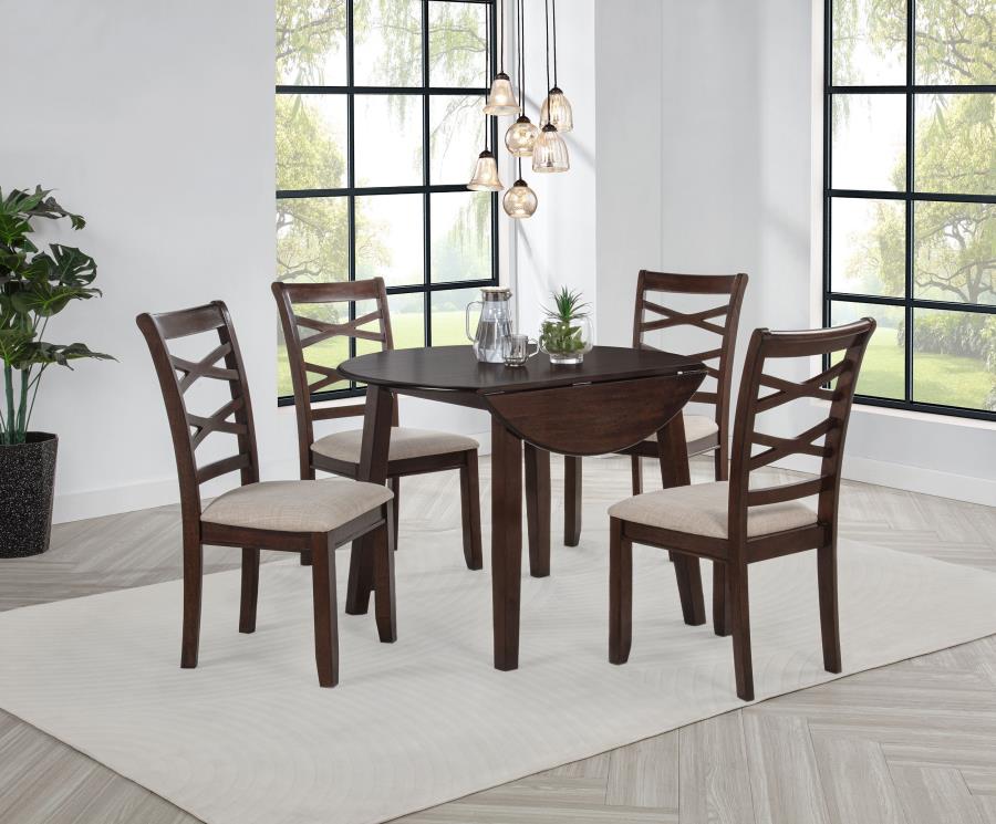 Home & Sleep Outlet - Barton 5-piece Round Wood Dining Table Set Dark Brown