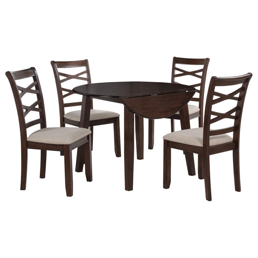 Home & Sleep Outlet - Barton 5-piece Round Wood Dining Table Set Dark Brown