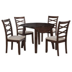 Home & Sleep Outlet - Barton 5-piece Round Wood Dining Table Set Dark Brown